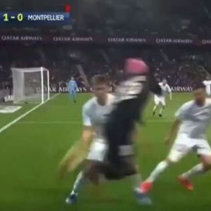 Neymar booked for attempting outrageous skill against Montpellier in last night game
