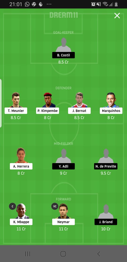 PSG Vs BOD Dream11