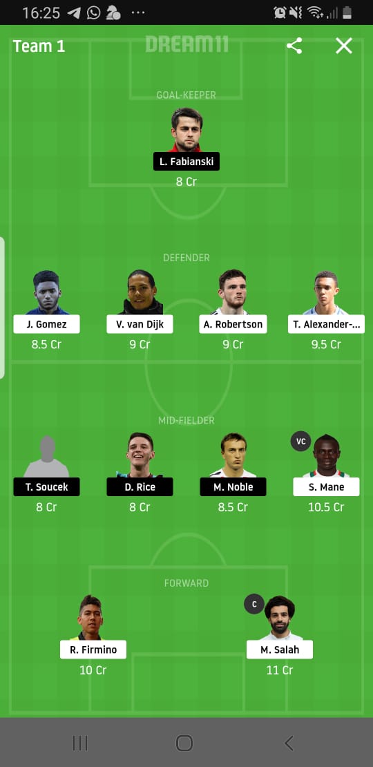 LIV Vs WHU Dream11