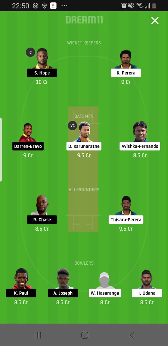 SL vs WI Dream11