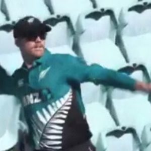 WATCH: Lockie Ferguson runs into empty stands to throw the ball back in Sydney ODI