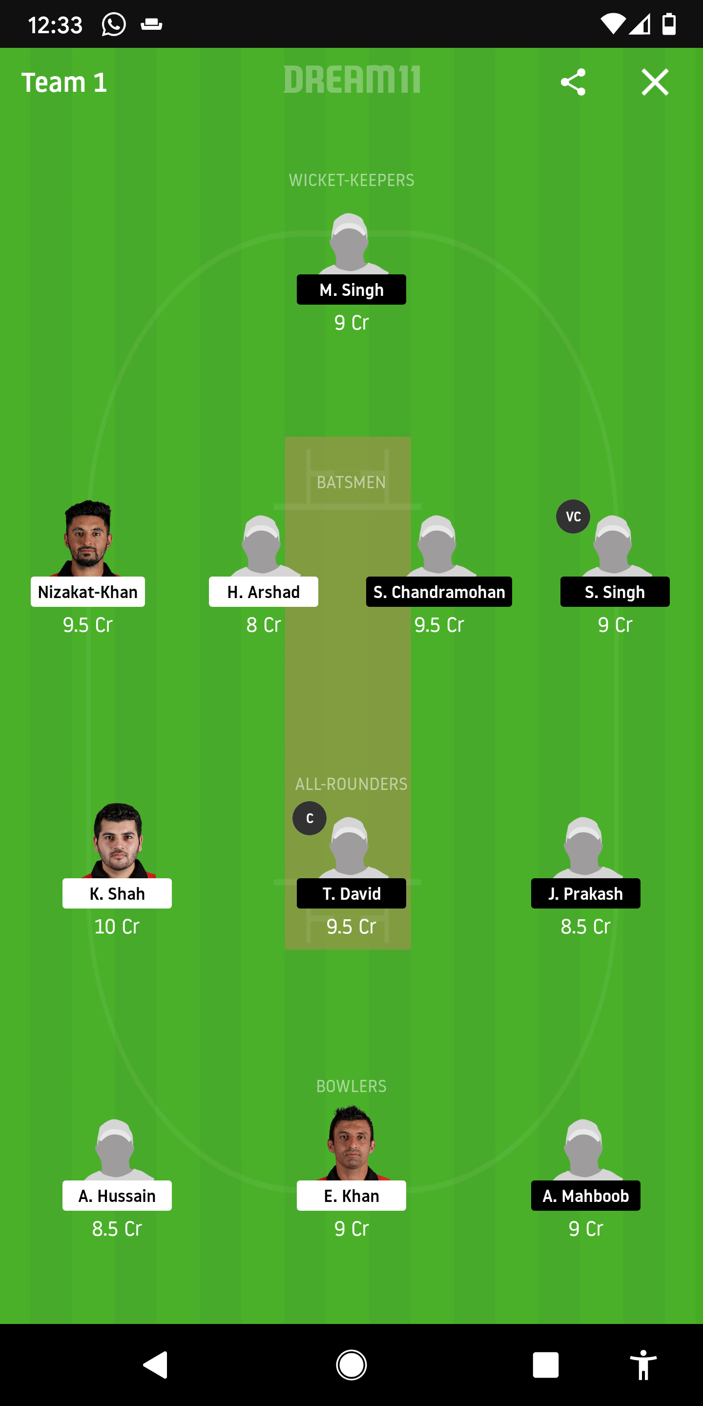  HK Vs SIN Dream11