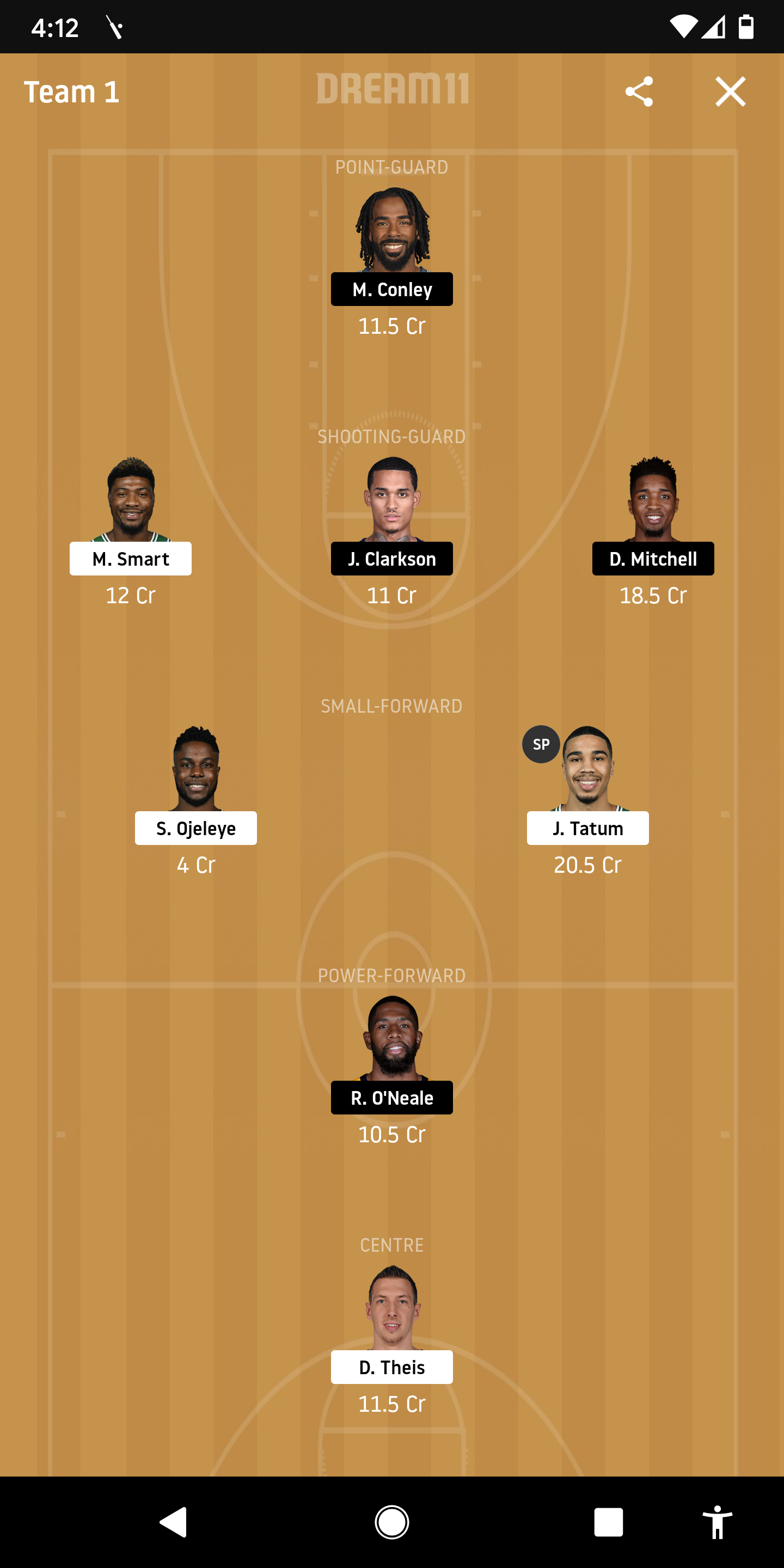 BOS Vs UTA Dream11