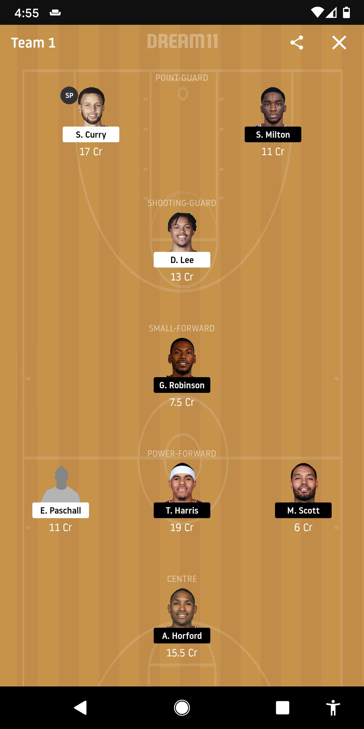 GSW Vs PHI Dream11