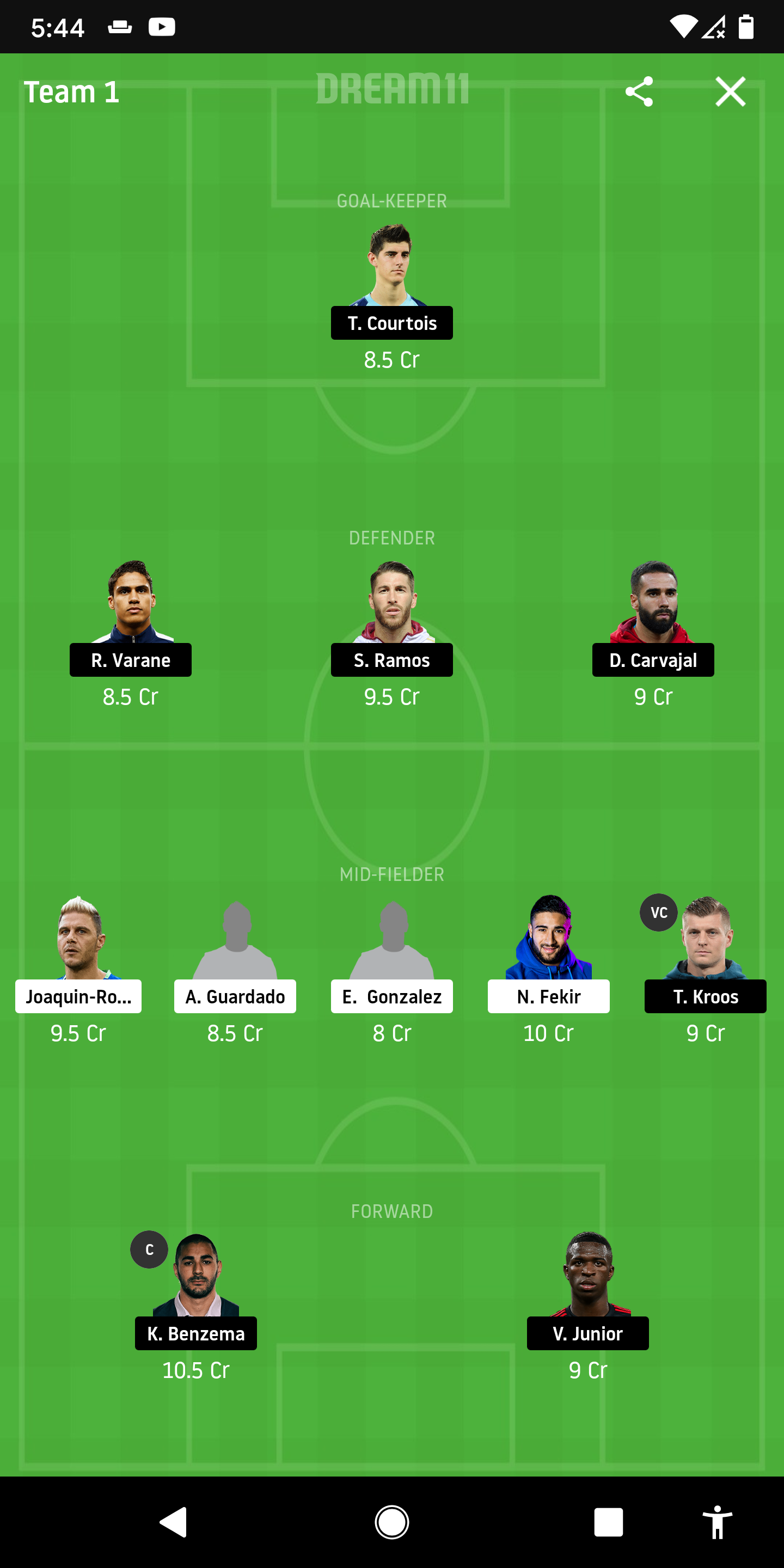 RB Vs RM Dream11