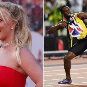 Britney Spears claims to break 100m world record of Usain Bolt