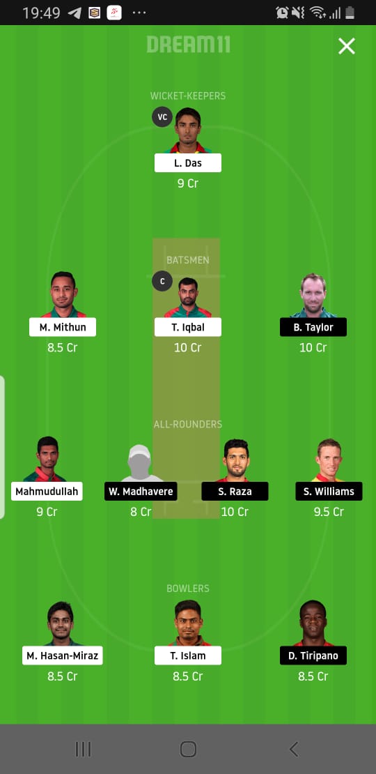BAN Vs ZIM Dream11