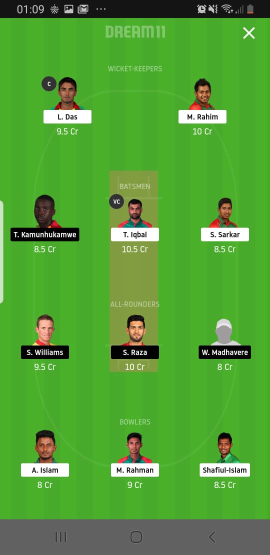 BAN Vs ZIM Dream11