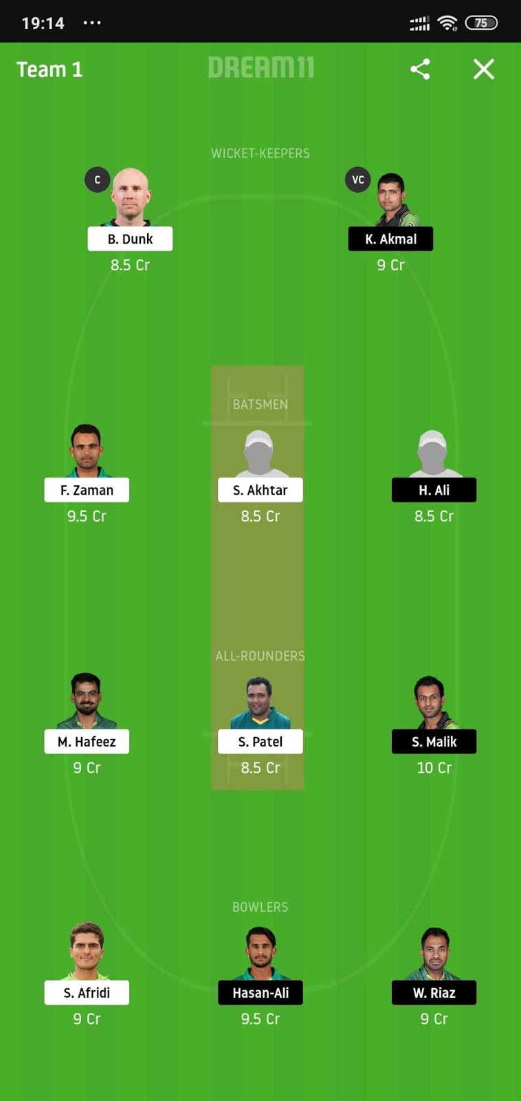 LAH vs PES Dream11