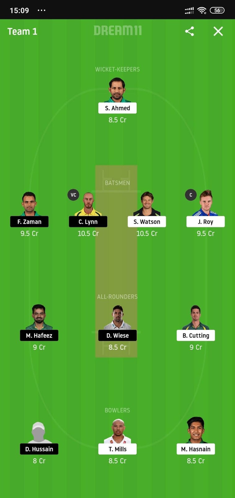 QUE vs LAH Dream11