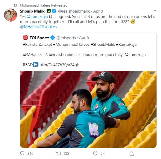 Shoaib Malik slams Ramiz Raja over deleted tweets controversy