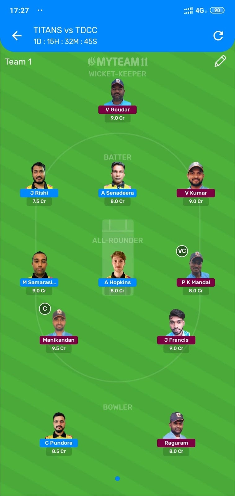 Titans vs Dragons MyTeam11