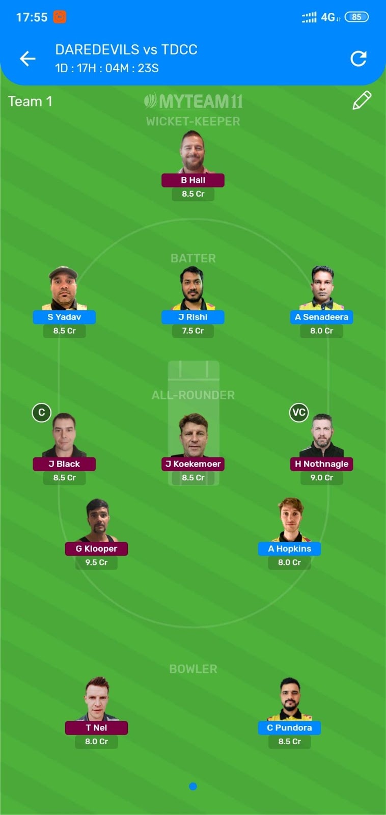 Daredevils vs Dragons MyTeam11