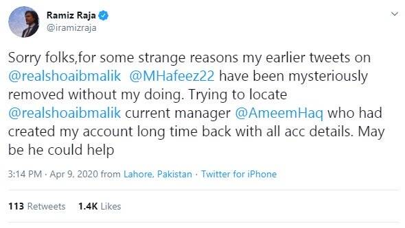 Shoaib Malik slams Ramiz Raja over deleted tweets controversy