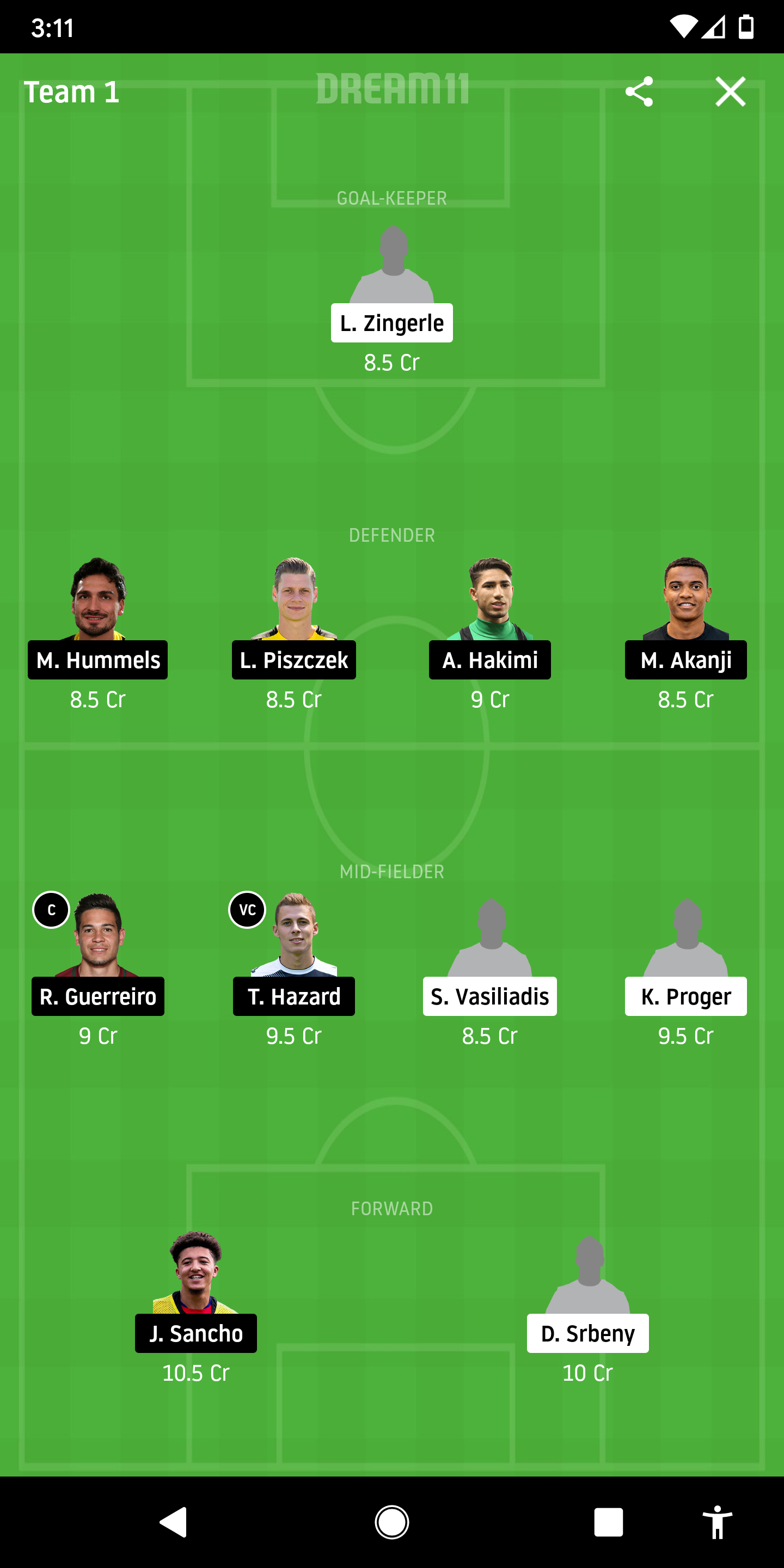 PDB Vs DOR Dream11