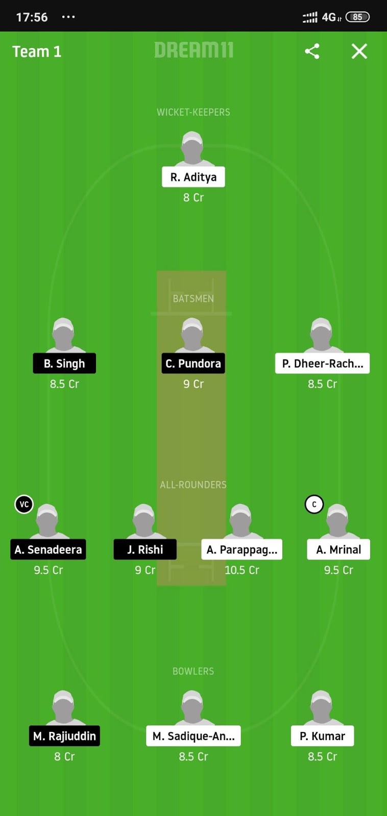 FCF vs TDG Dream11 And MyTeam 11