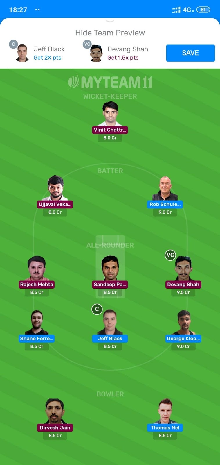 TDR vs ISM MyTeam 11