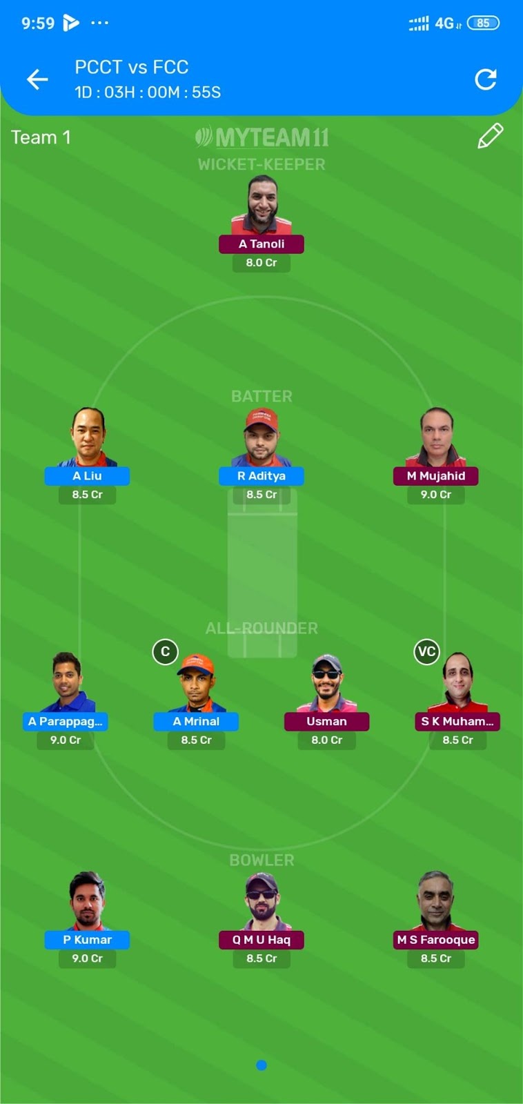PCU vs FCF MyTeam11