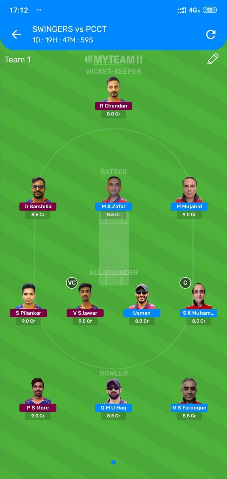 PCU vs CHI Dream11 And MyTeam11