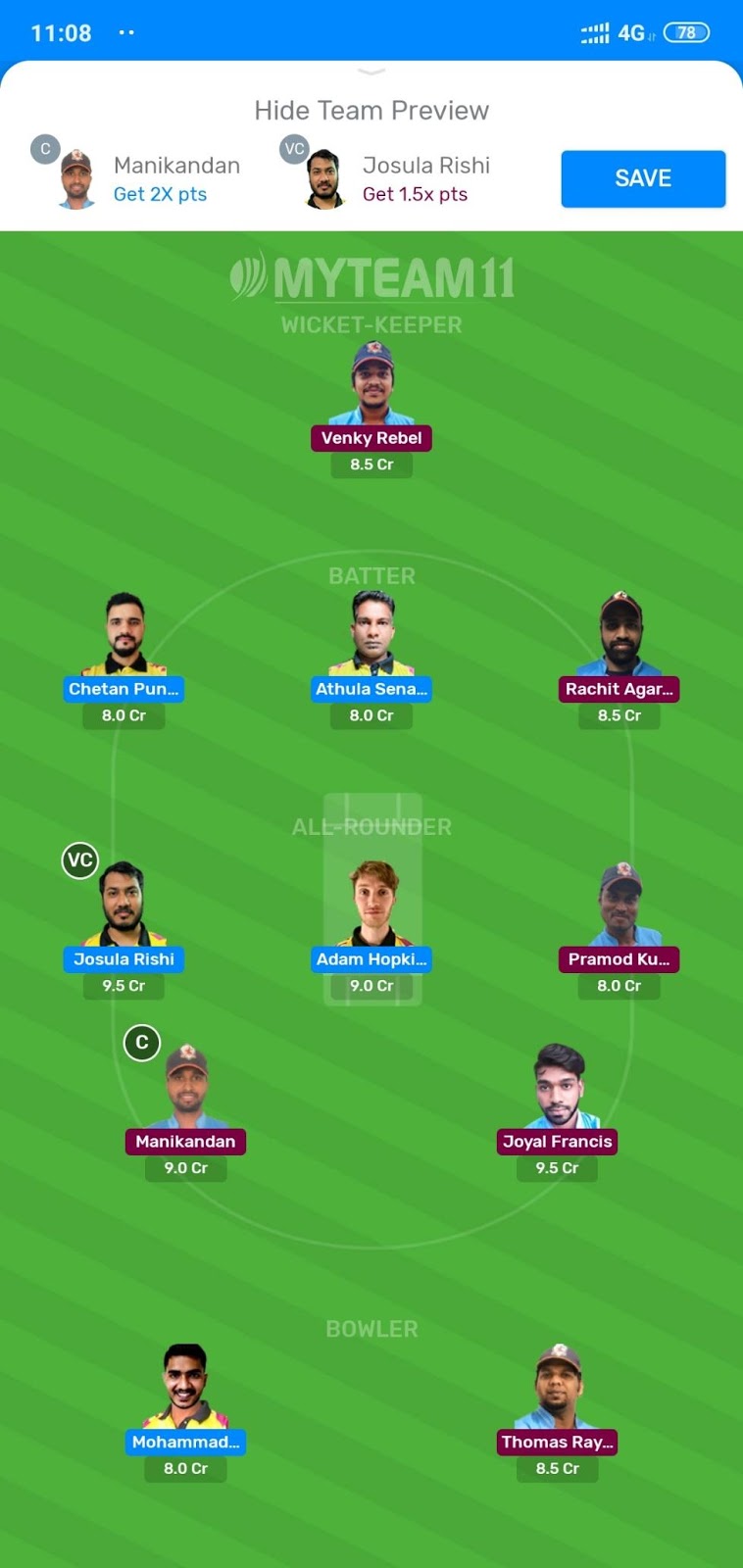 TDG vs HST Dream11 And MyTeam11