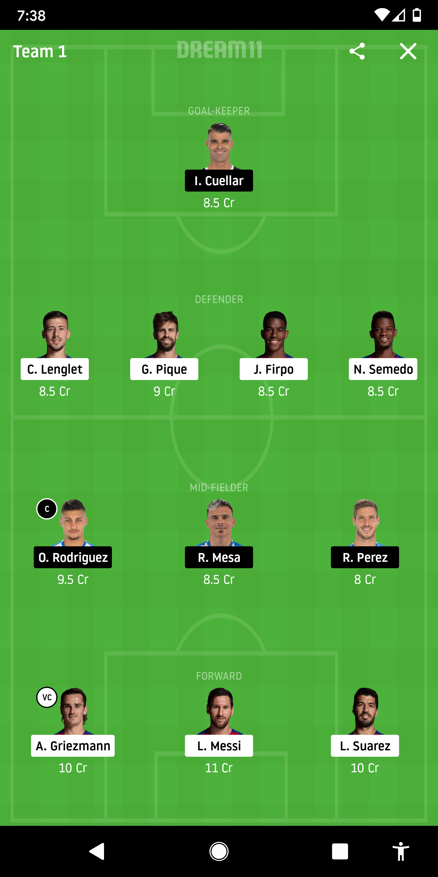 BAR Vs LEG Dream11