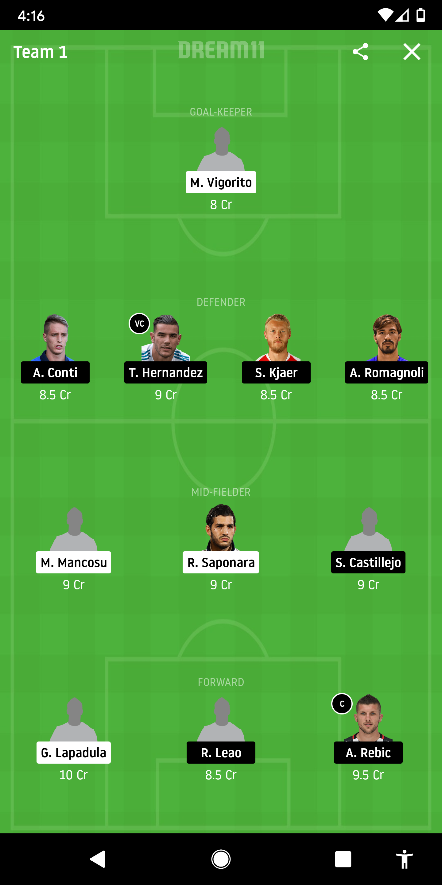 LEC VS MIL Dream11
