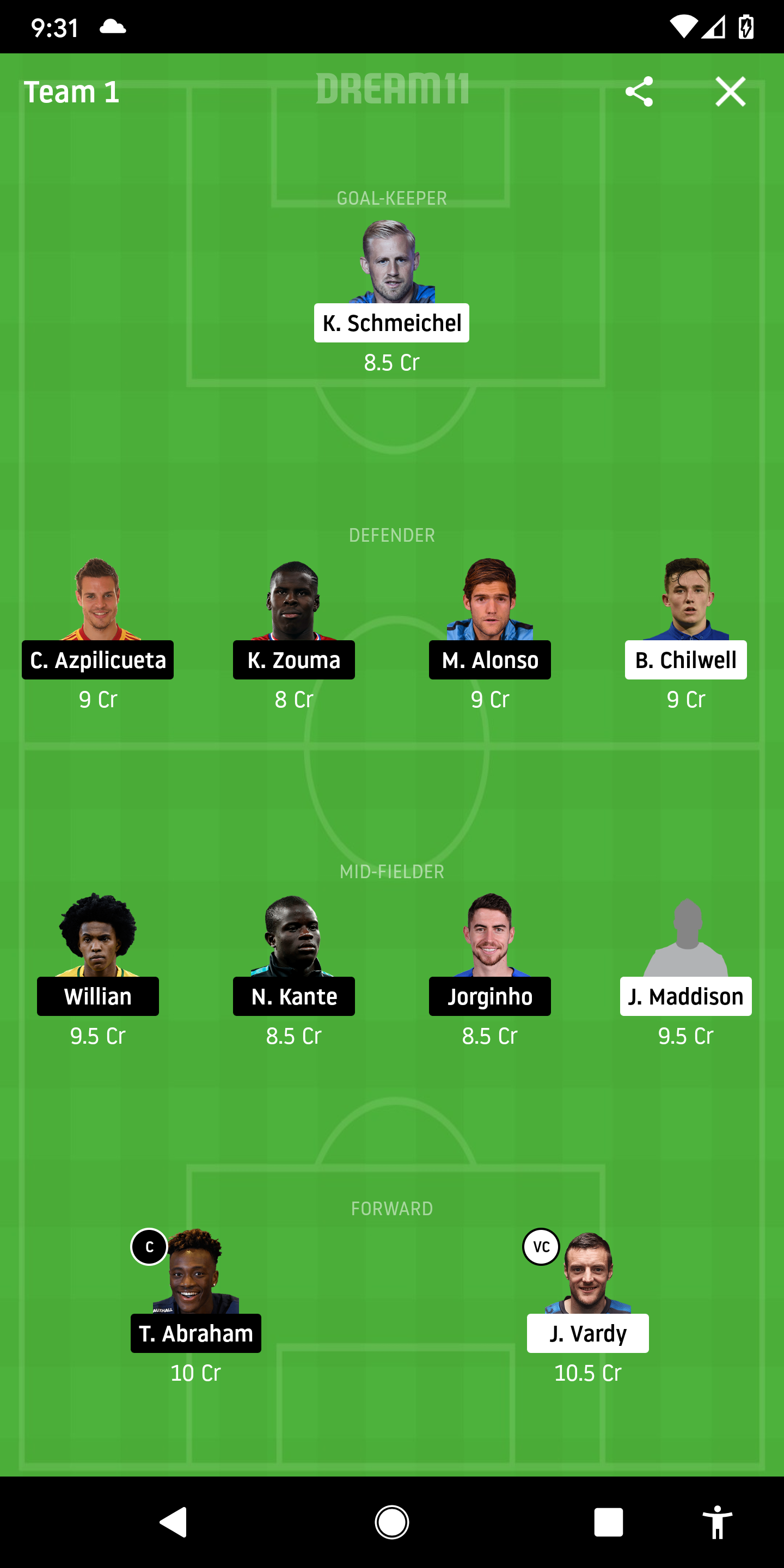 LEI Vs CHE Dream11
