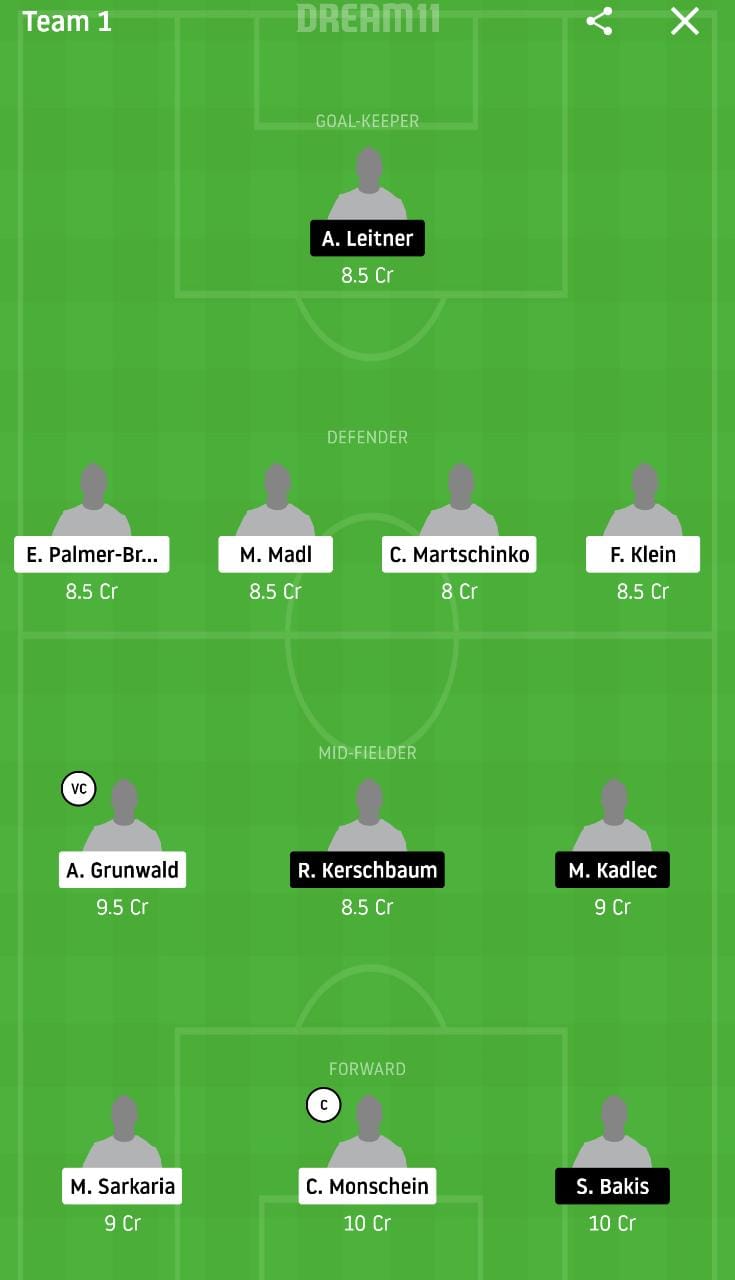 AUS vs ADM Dream11 Prediction : Austria Vienna Vs Admira Waker Best Dream 11 Team for Austria League Match