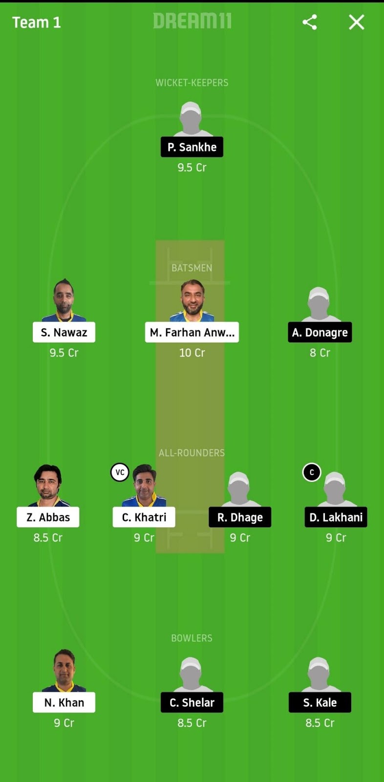 KCC vs SMI Dream11