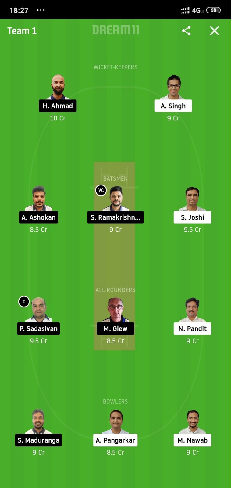 UCC vs PCC Dream11