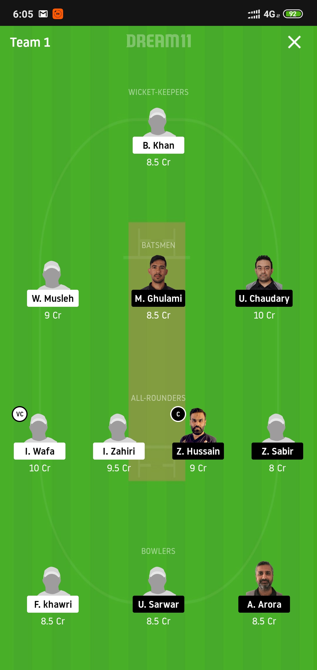 KSS vs SSD Dream11