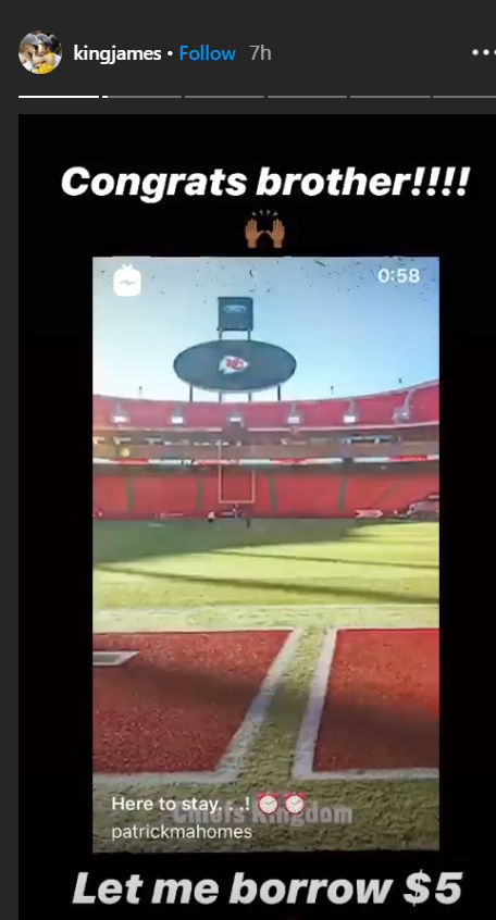 LeBron James' message for Patrick Mahomes