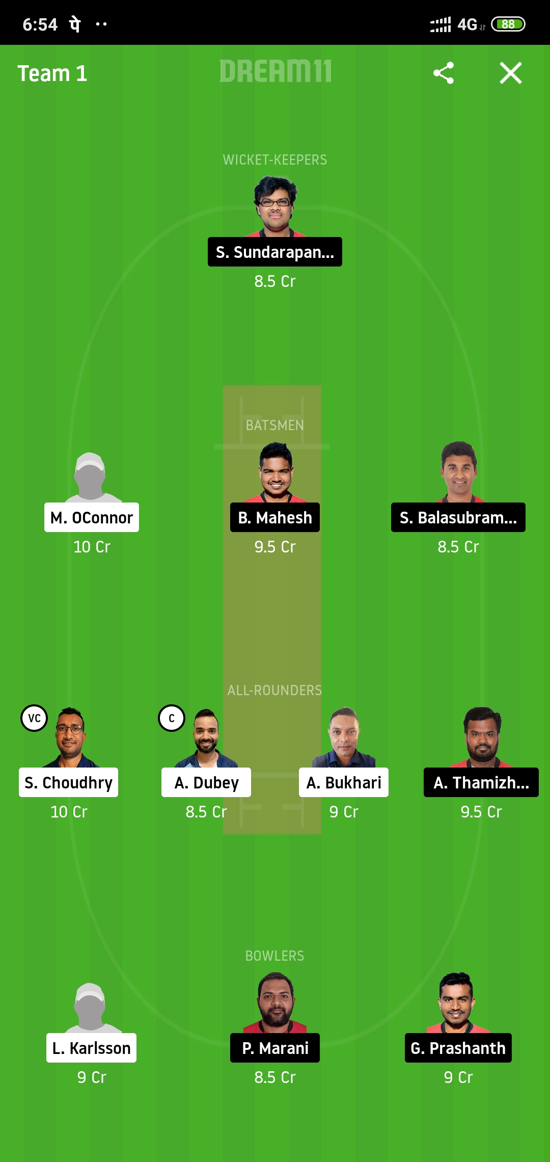 DIC vs SSK Dream11