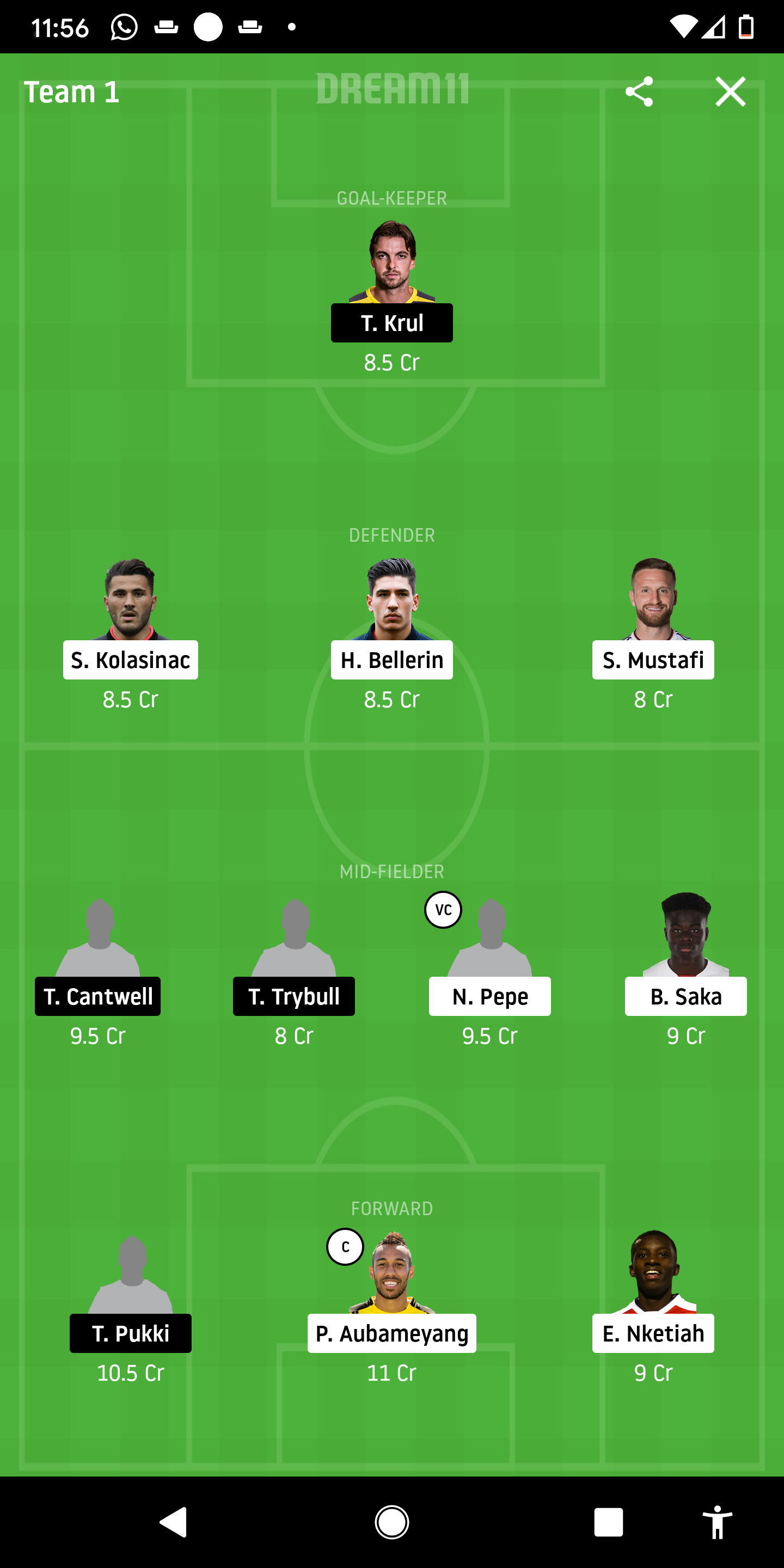 ARS vs NOR Dream11
