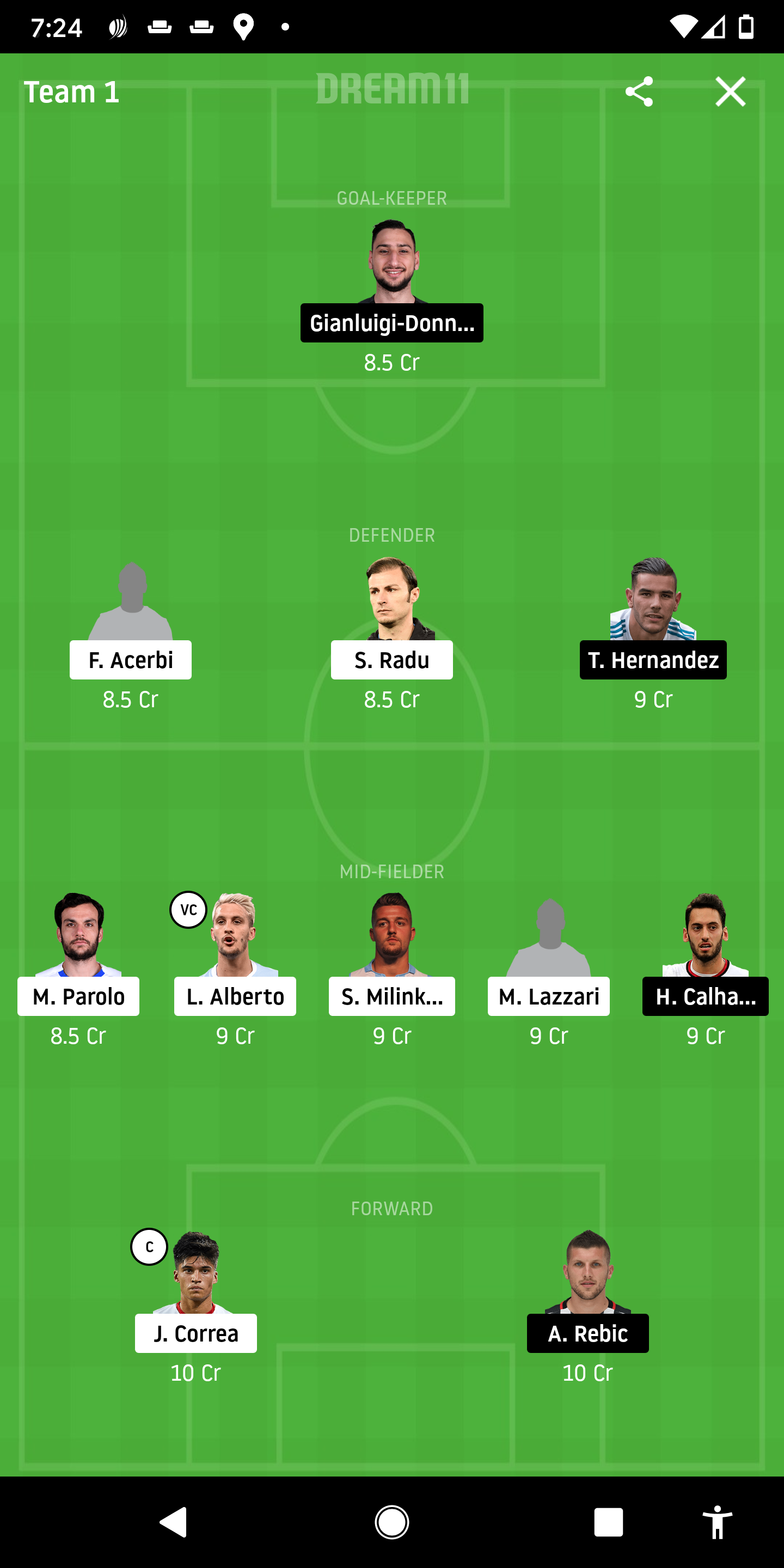LAZ Vs MIL Dream11