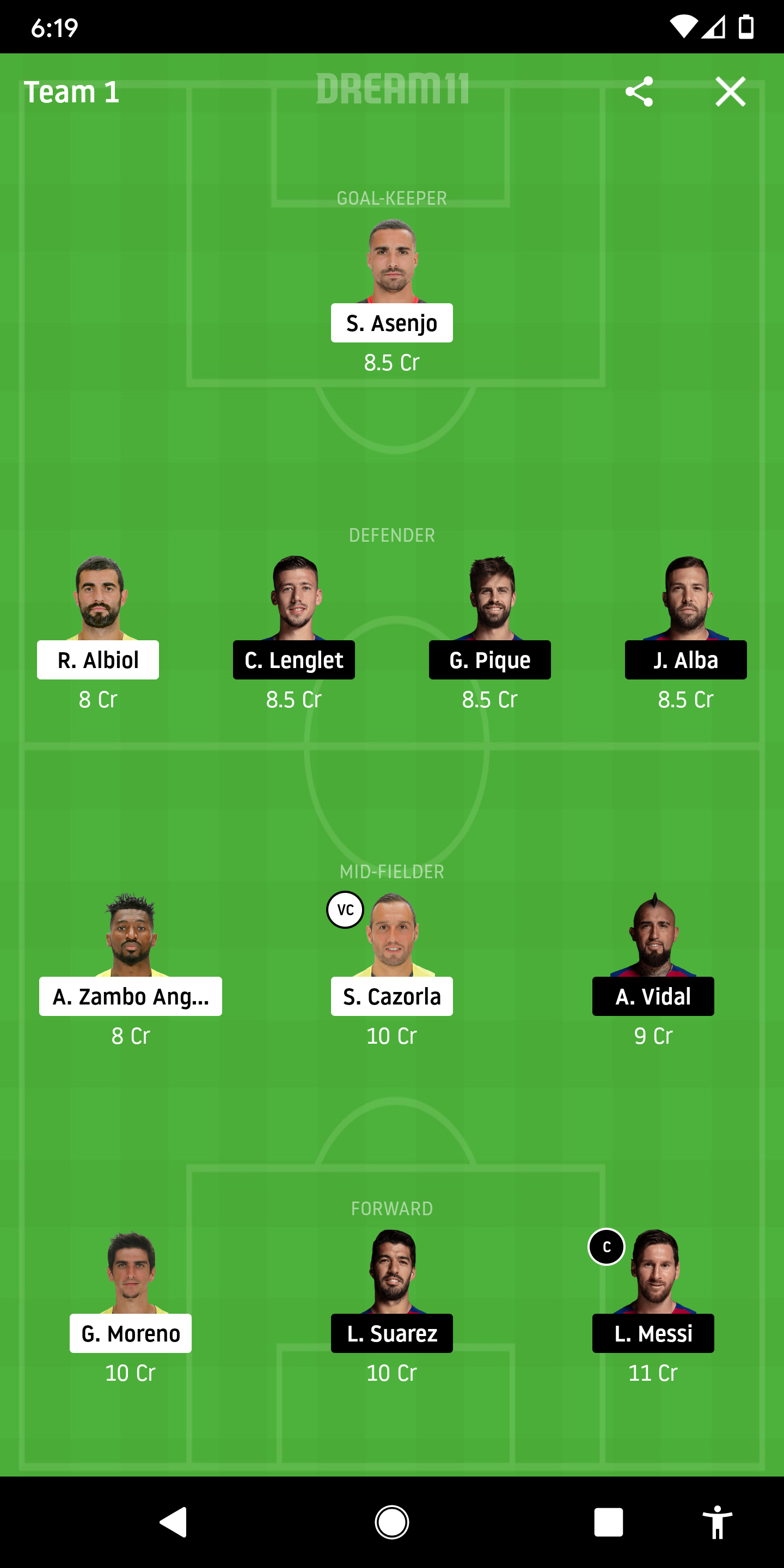 VIL Vs BAR Dream11