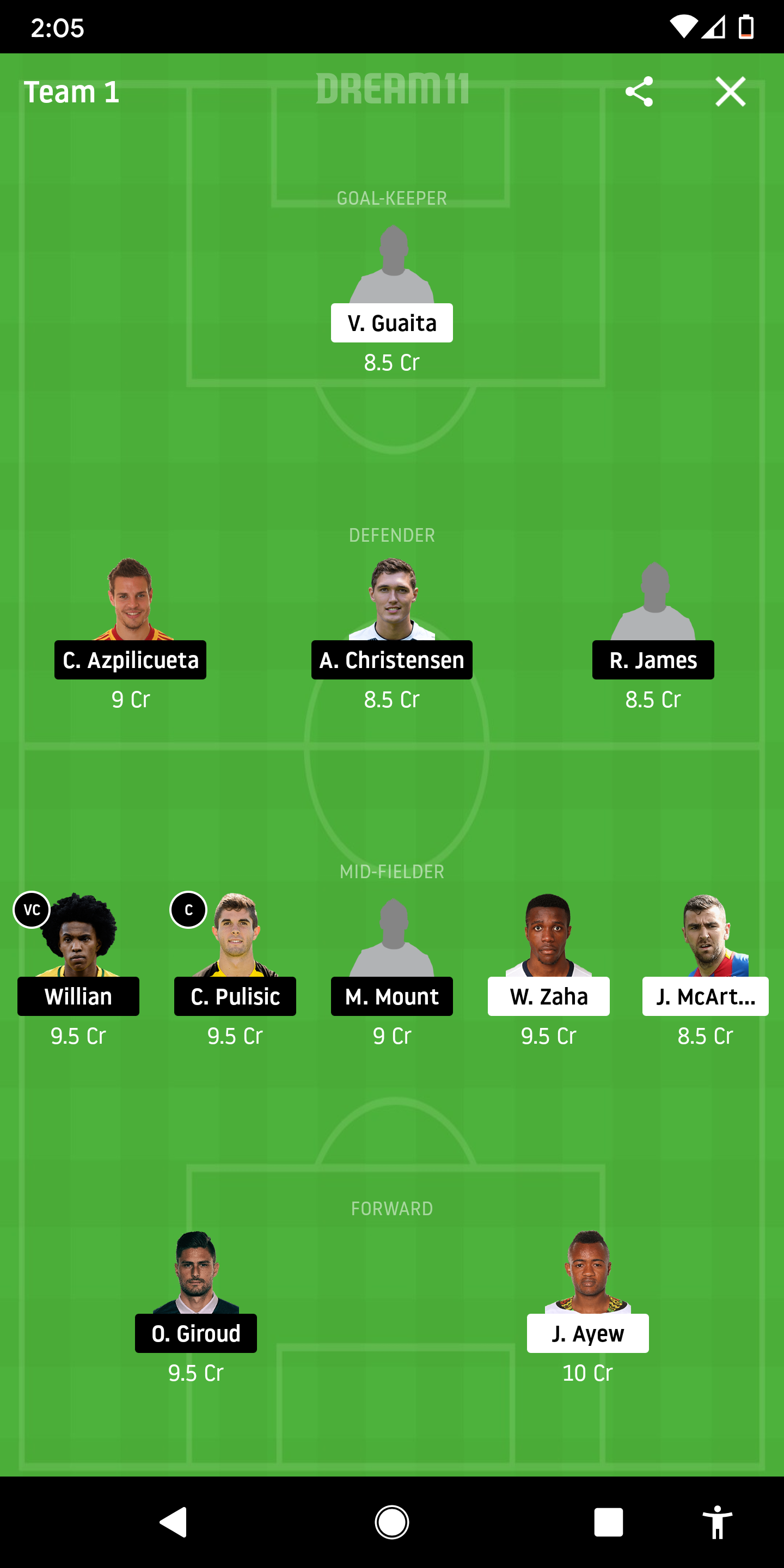 CRY Vs BUR Dream11