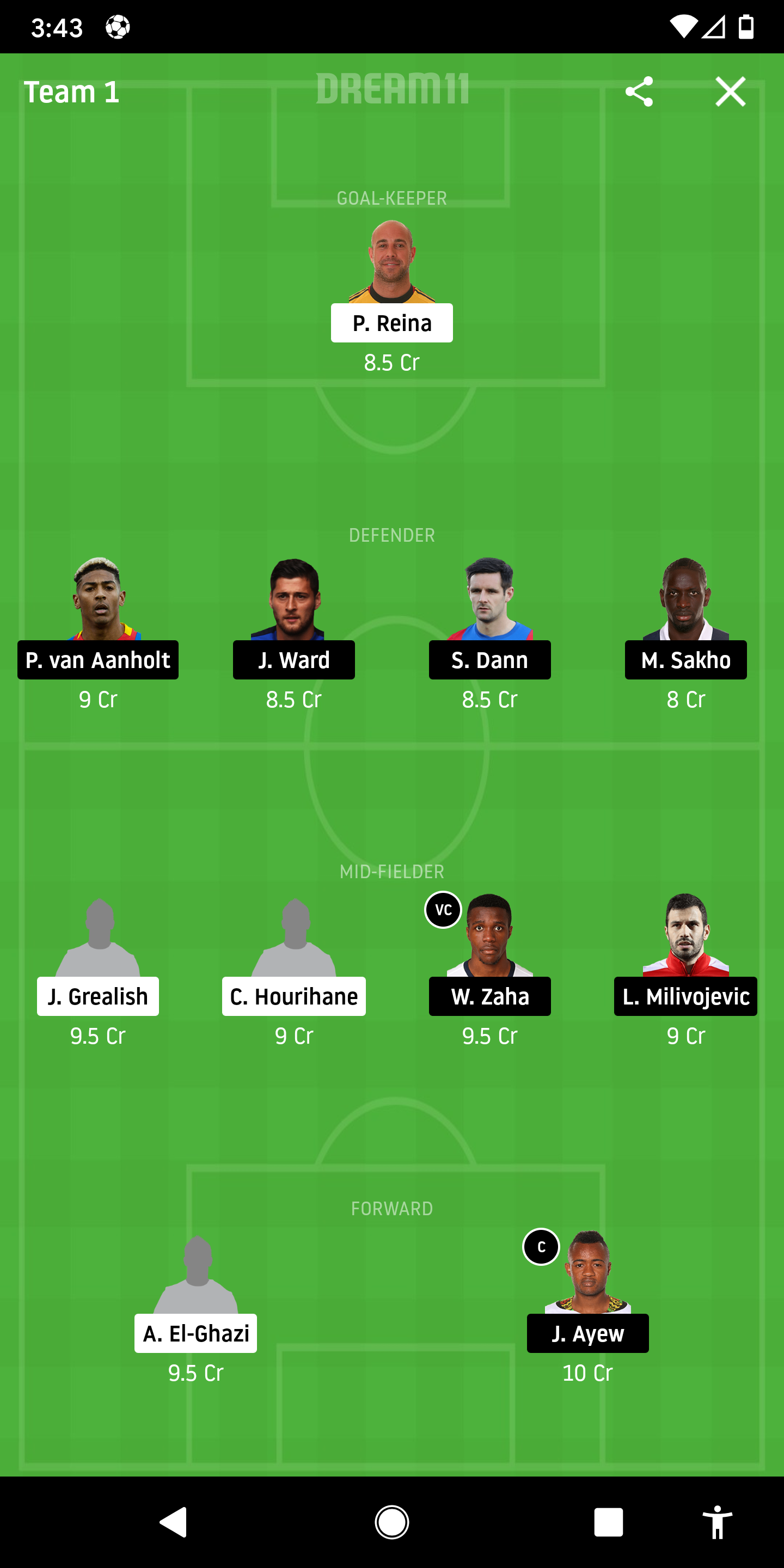 AVL vs CRY Dream11