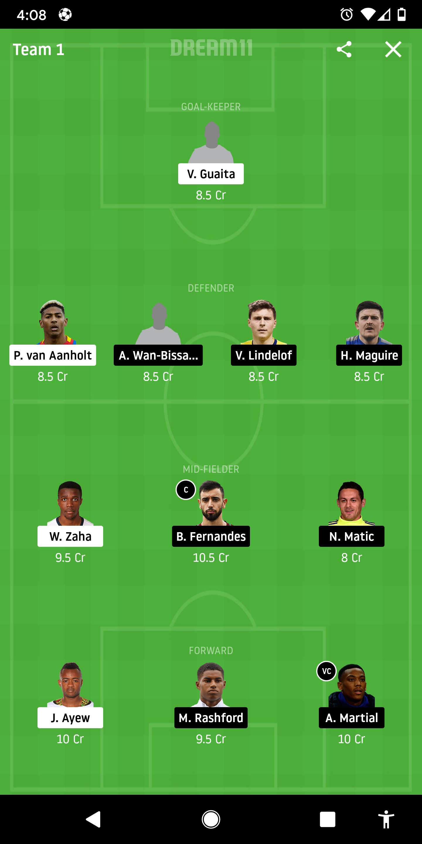 CRY Vs MUN Dream11