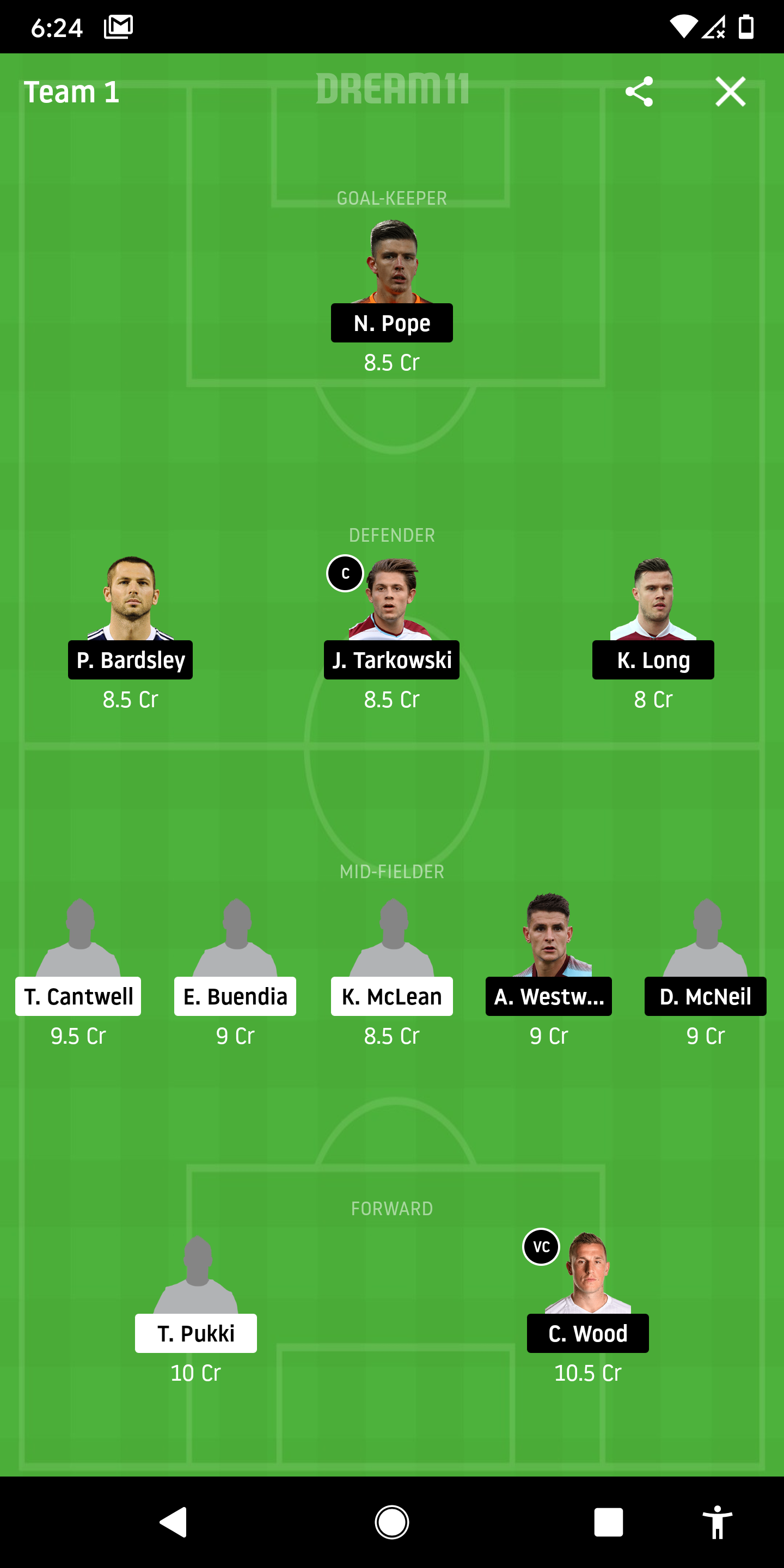 NOR Vs BUR Dream11