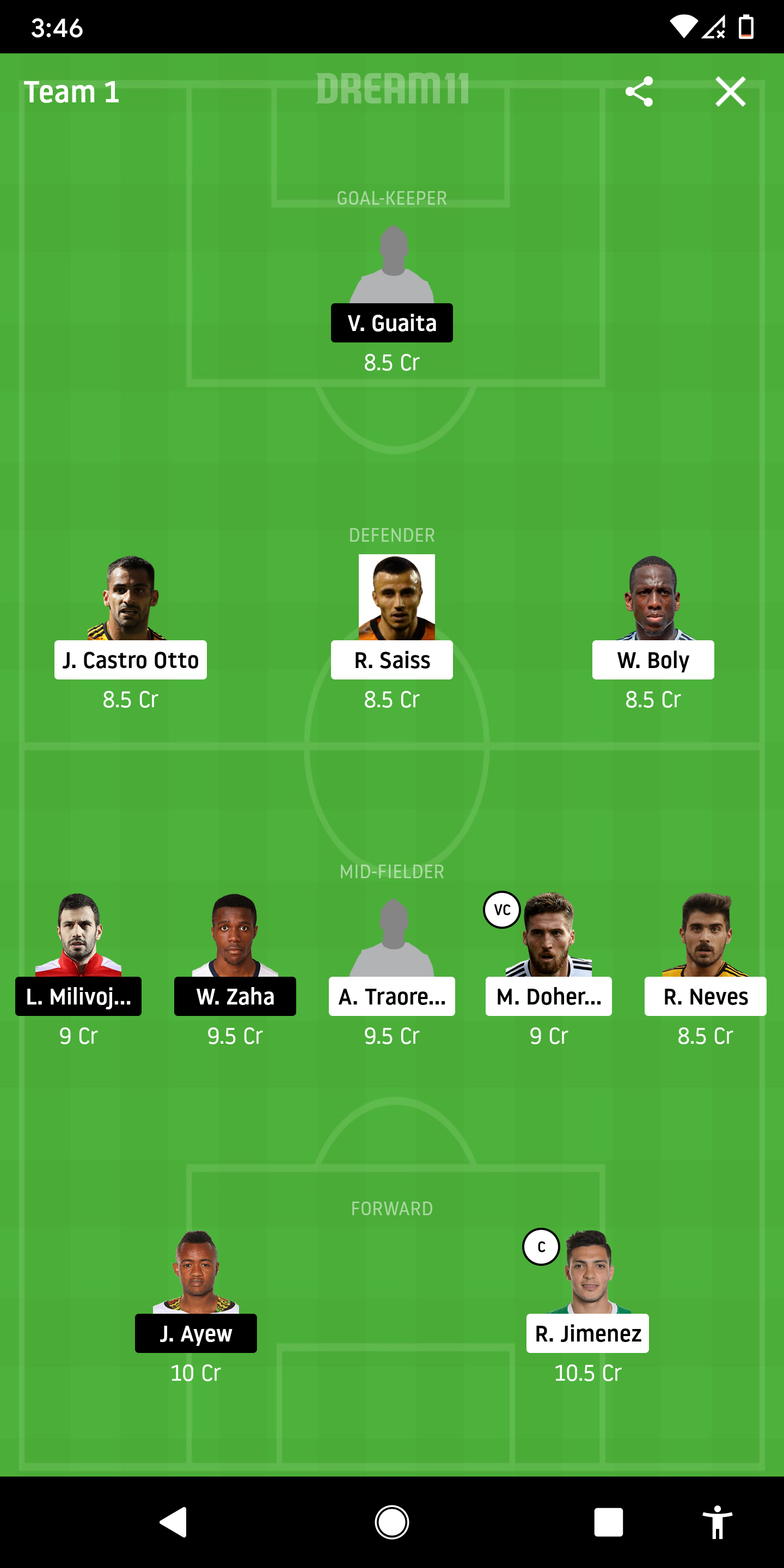 WOL vs CRY Dream11