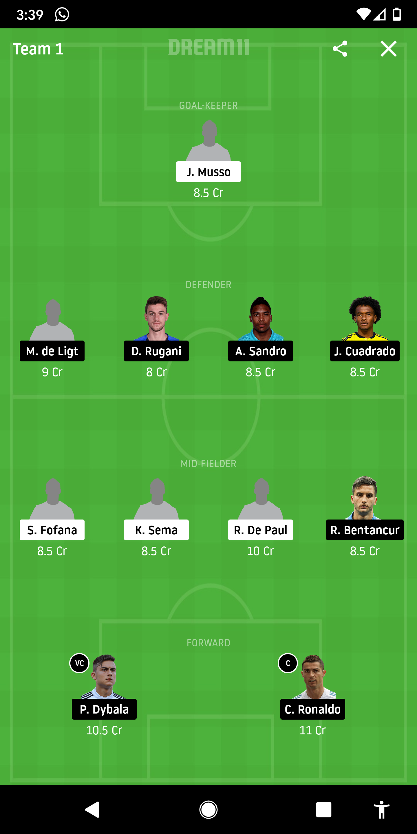 UDI vs JUV Dream11