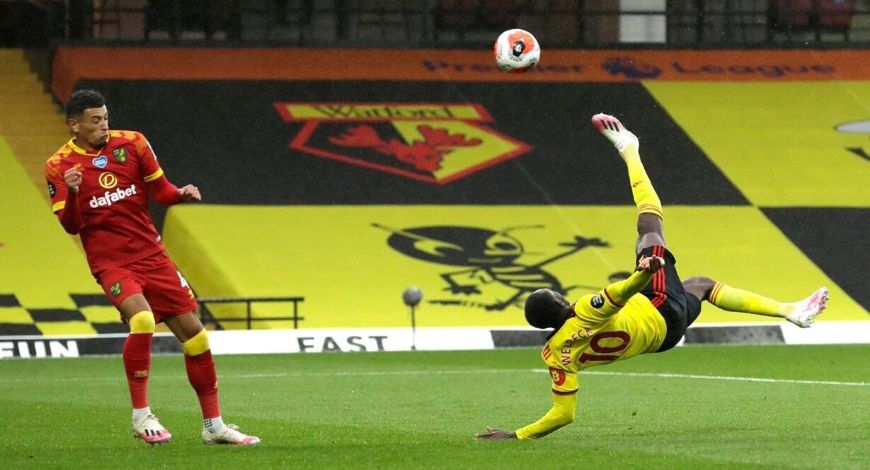 Danny Welbeck overhead goal Vs Norwich City: Former Arsenal star score from terrific overhead kick to gain lead