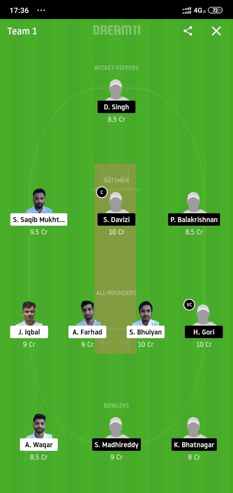 BCC vs PBVA Dream11