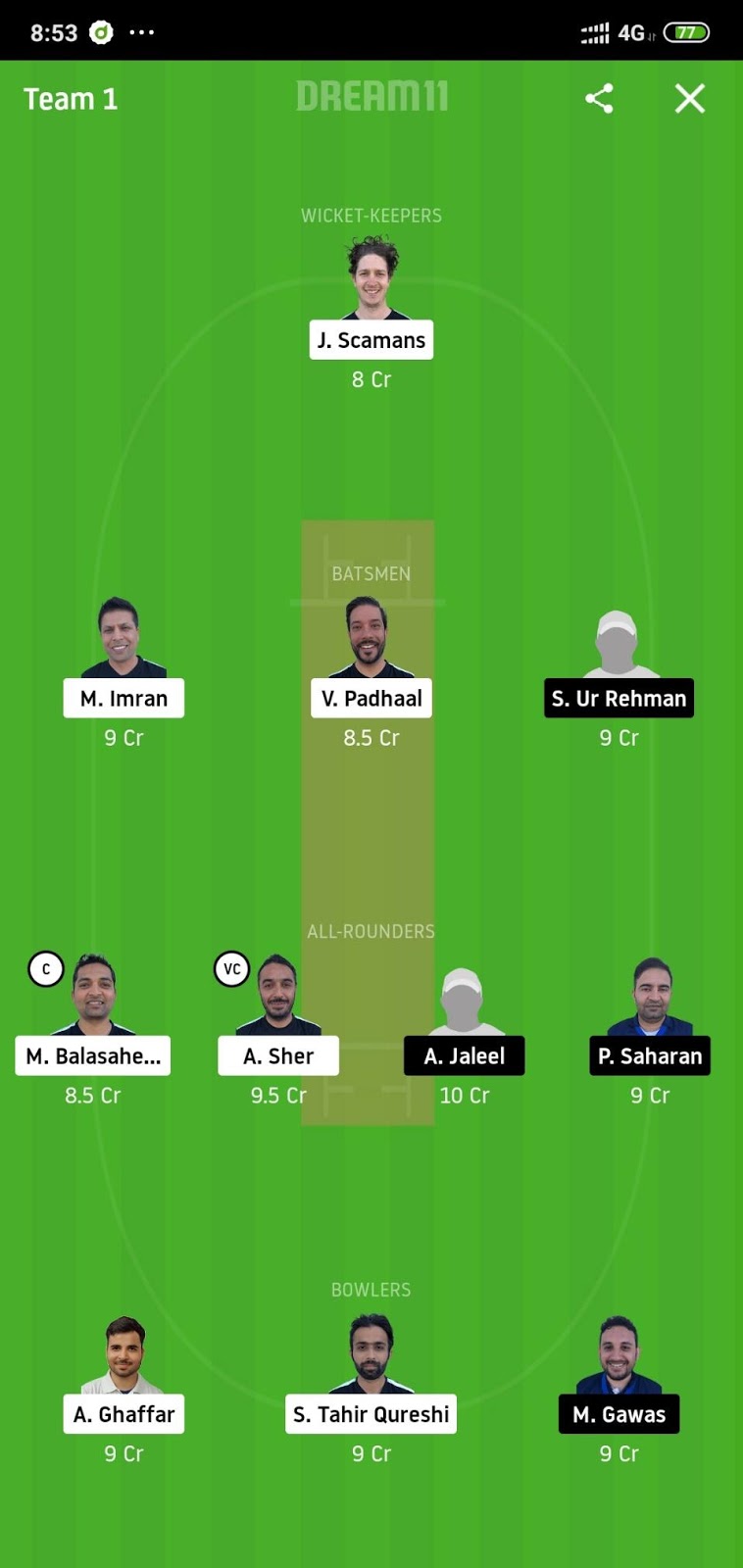 ECC vs GHG Dream11