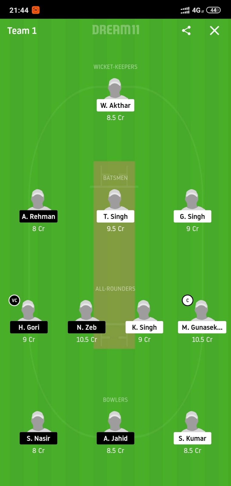 PNL vs LIG Dream11