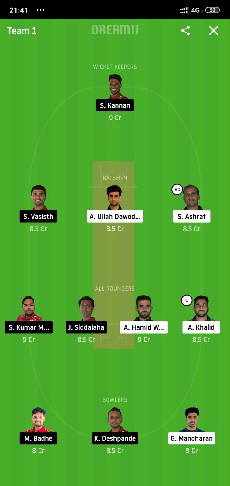 FDF vs VFB Dream11