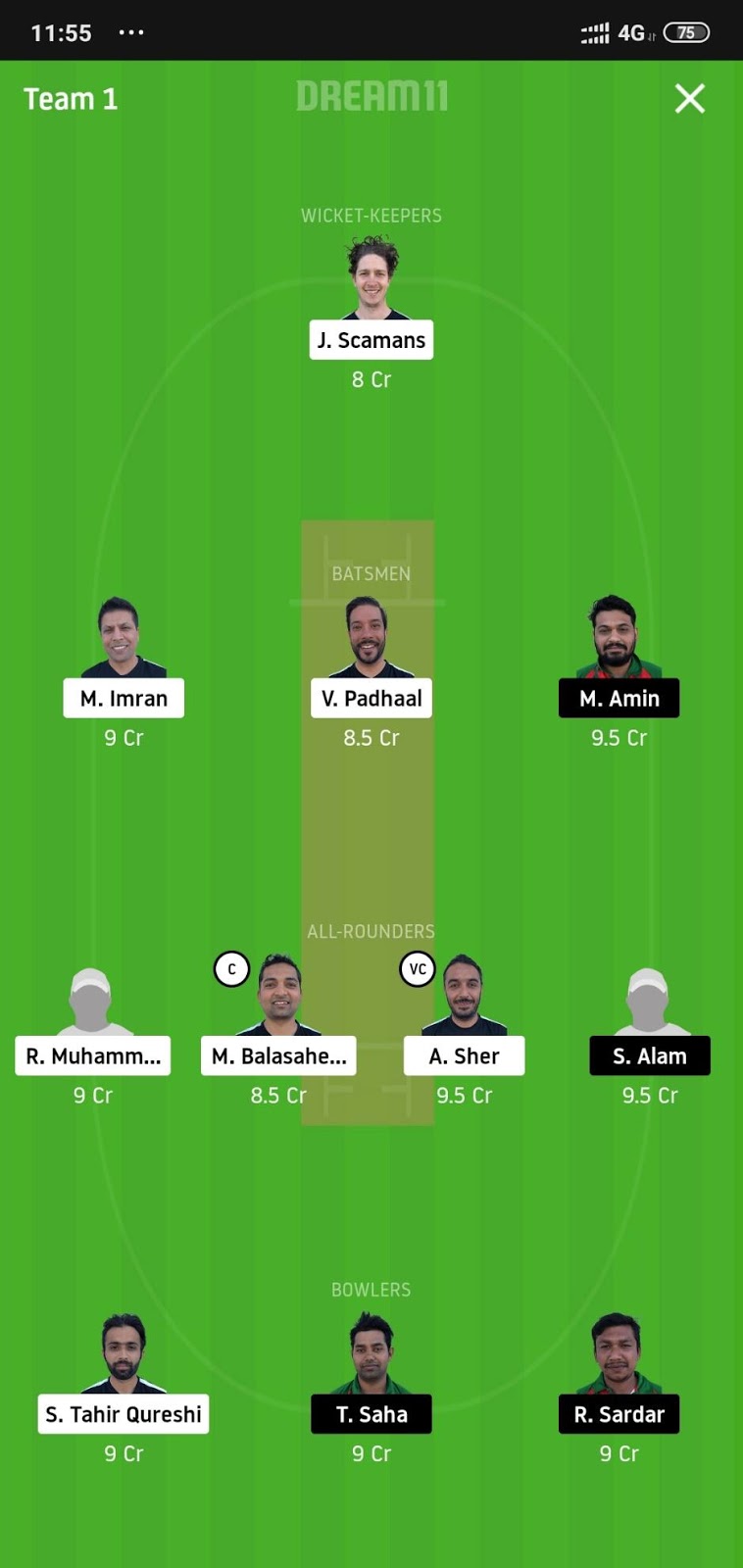 ECC vs BTC Dream11