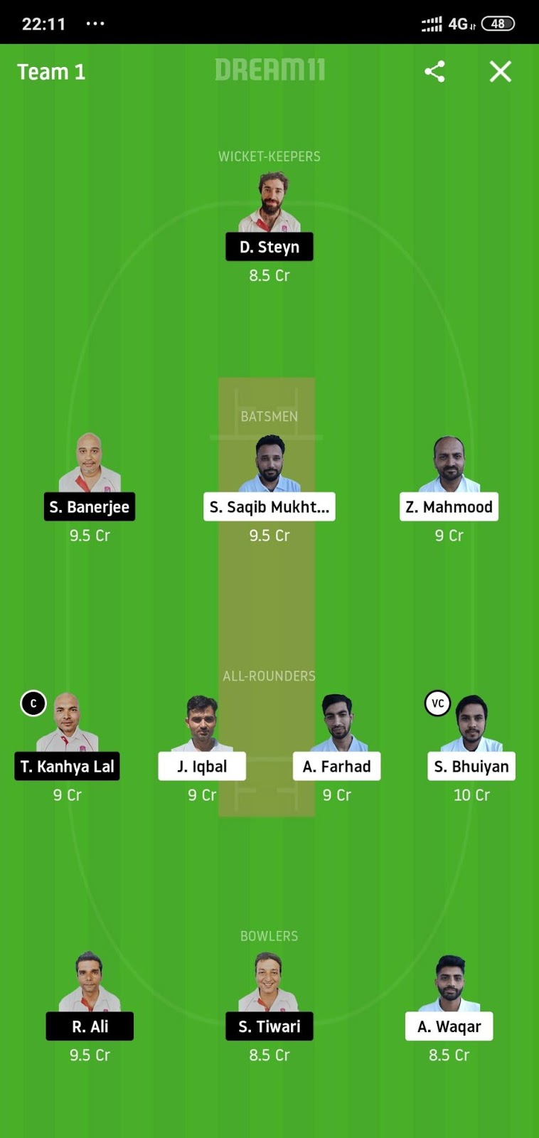 BCC vs BRG Dream11