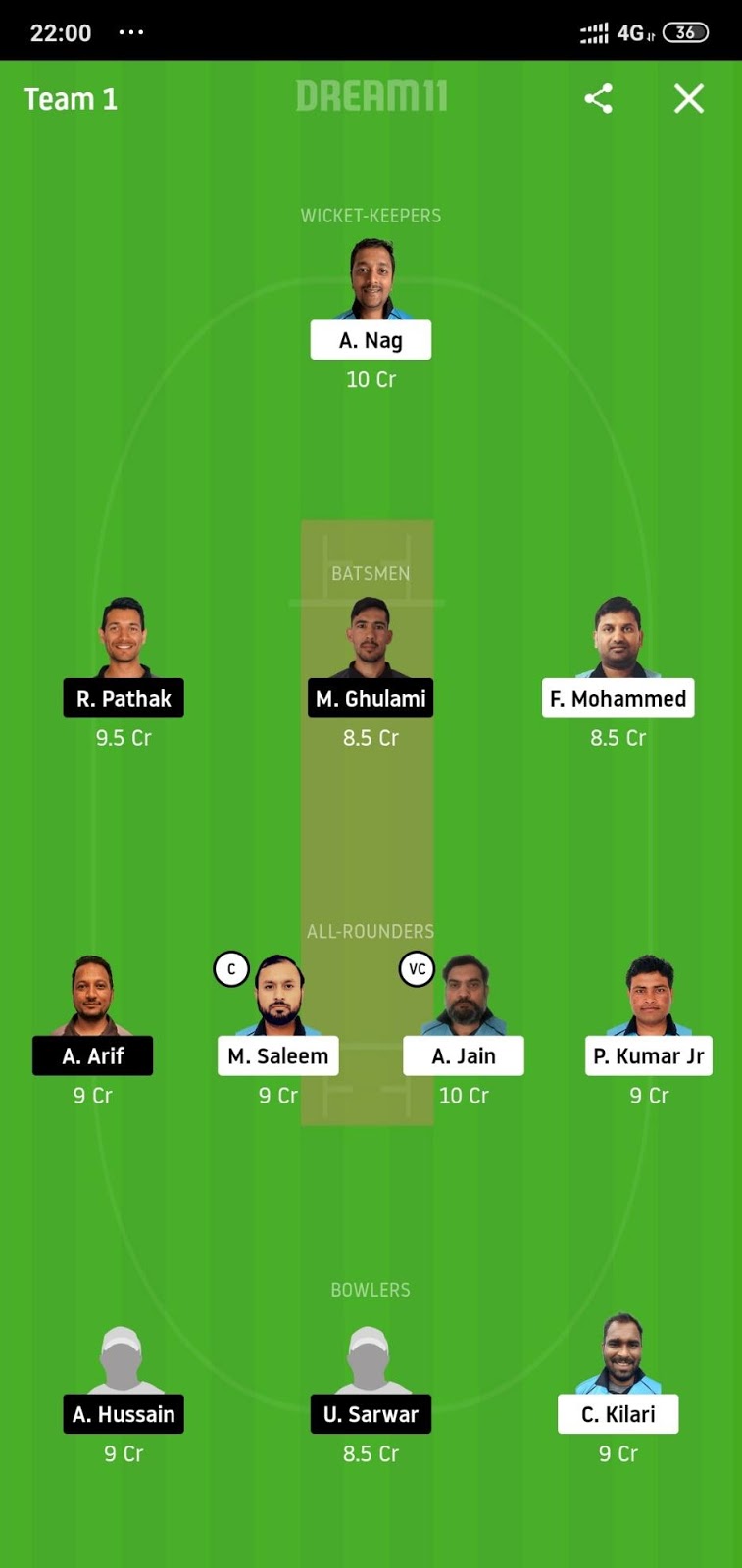 HSG vs SSD Dream11
